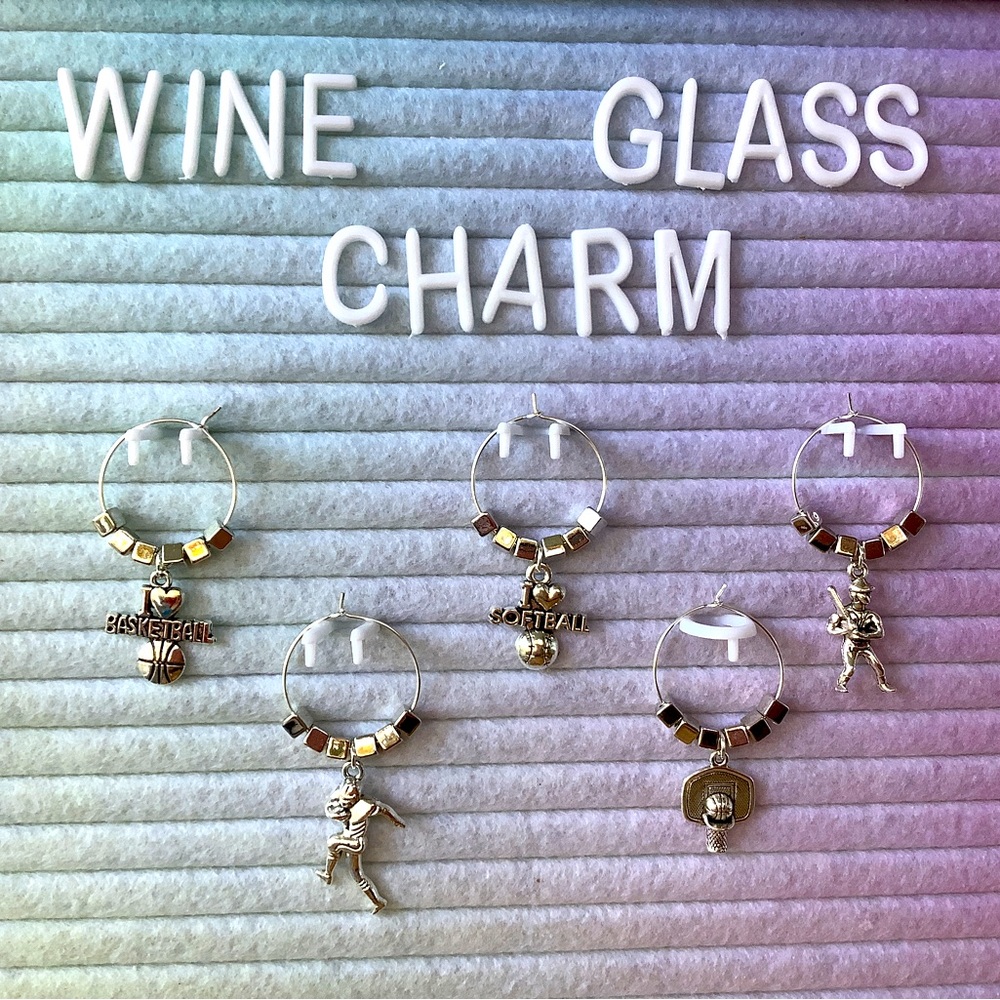 5pc Sports Wine Glass Charm